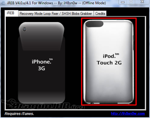 3.DowngradeiReb Jailbreack al iPhone, iPod Touch con Firmware 4.1 y error al Restaurar