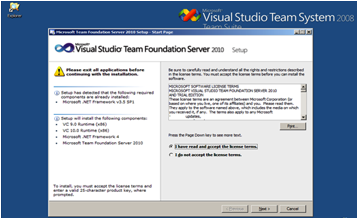Instalación de TFS, SQL Server 2008 y SDL